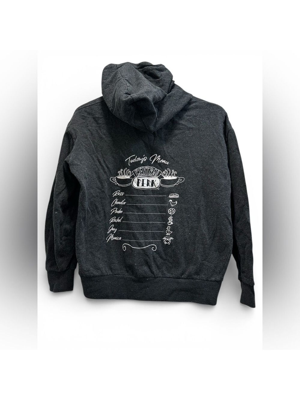 FRIENDS Central Perk Character Menu Charcoal Kangaroo Pocket Hoodie